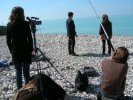Tournage d'un film de baccalauréat sur la plage des Petites Dalles